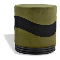 Puf - grn og sort velour Ekko puf E1 model - Ekko puf fra OBUZI