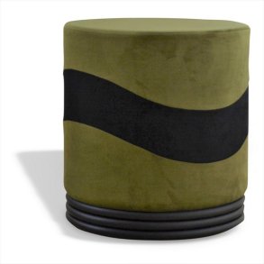 Puf - grn og sort velour Ekko puf E1 model - Ekko puf fra OBUZI