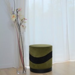 Puf - grn og sort velour Ekko puf E1 model - Ekko puf fra OBUZI