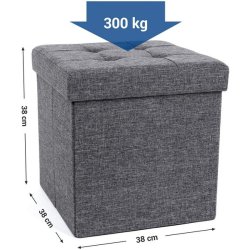 Puf med kiste - skammel med opbevaring 38 x 38 x 38 - mrkegr