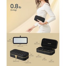 Smykkeskrin med spejl - kompakt rejseskrin til smykker - sort