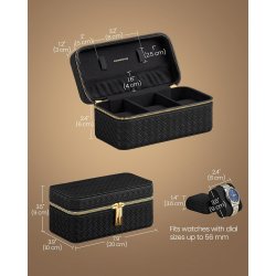 Rejsetaske i kunstlder til 3 ure - sort rejsetaske til ure