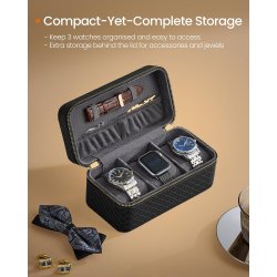 Rejsetaske i kunstlder til 3 ure - sort rejsetaske til ure