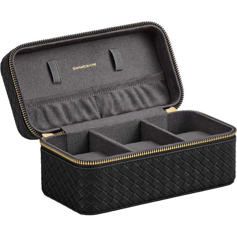 Rejsetaske i kunstlder til 3 ure - sort rejsetaske til ure