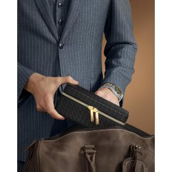 Rejsetaske i kunstlder til 3 ure - sort rejsetaske til ure