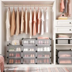 Skoskab i plast - rektangulrt opbevaringsskab med 10 rum - gr