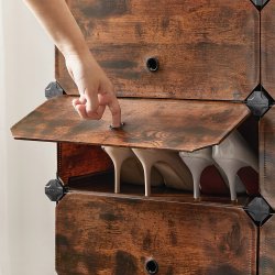 Skoskab i plast - rektangul�rt opbevaringsskab med 10 rum - rustik brun