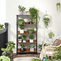 Bogreol - reol i industrielt design - rustik brun 149x80x33