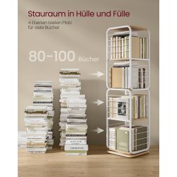 Reol - 360 roterbar bogreol - hvid gulvreol - 43 x 43 x 158