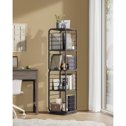 Reol - 360� roterbar bogreol - sort gulvreol - 43 x 43 x 158