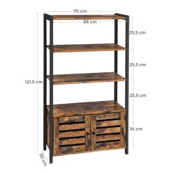 Bogreol - reol med 3 hylder - rustik brun reol 70 x 30 x 121,5