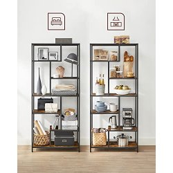 Bogreol med 6 hylder - gulvreol - rustik brun 30 x 80 x 180