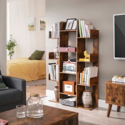 Reol - bogreol i industrielt design - rustik brun 140 x 86 x 25