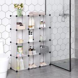 Opbevaringsreol - kubisk reol i plastik - skoreol med 12 rum