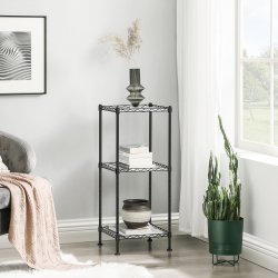 Badevrelsesreol i sort stel med 3 hylder - 30x30x73 cm