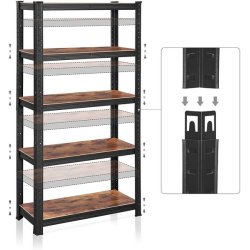 Stlreol - lagerreol - sort og rustik brun reol 150 x 75 x 30