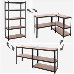 Stlreol - lagerreol - sort og brun reol 180 x 90 x 40