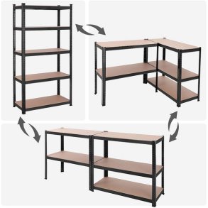 Stlreol - lagerreol - sort og brun reol 180 x 90 x 40