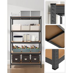 Stlreol med 5 hylder - lagerreol - sort reol 200 x 120 x 60