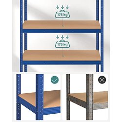 St�lreol med 5 hylder - lagerreol - bl� reol 200 x 120 x 60