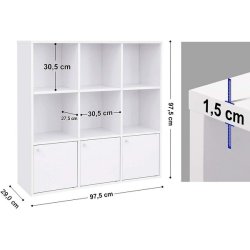 Bogreol - fritstende rumdeler i tr - hvid 98 x 30 x 98