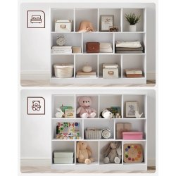 Rumdeler - fritstende bogreol - hvid reol 126x30x100