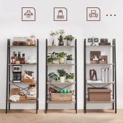 Reol - stigereol i industrielt design - gr beige 138 x 56 x 34