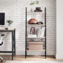 Reol - stigereol i industrielt design - gr beige 138 x 56 x 34