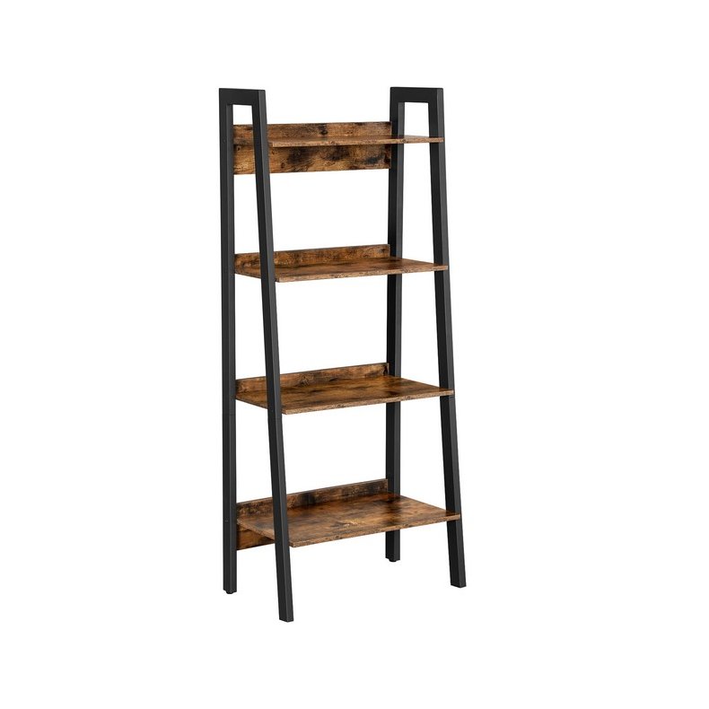 Reol - stigereol i industrielt design - rustik brun 138 x 56 x 34