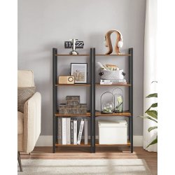 Bogreol - reol i industrielt design - rustik brun 107x40x24