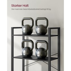 Reol - stuereol i industrielt design - sort 186 x 66 x 30