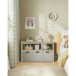 Lille kommode med hylder og kasse til opbevaring - beige 102x30x60
