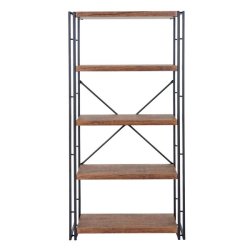 Bogreol - reol med 5 hylder 165 x 80 x 30 med 3D mrk egetr struktur