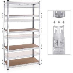 Stlreol - st med 2 lagerreoler - slv og brun 180 x 90 x 40