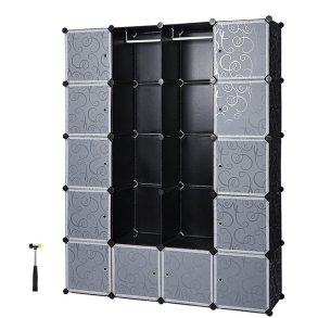 Reolsystem - kubisk garderobe i plastik med 2 bjler og 12 rum