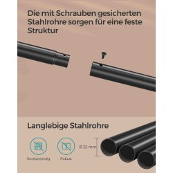 T�jstativ p� hjul med skohylde og 2 t�jst�nger - rustik brun