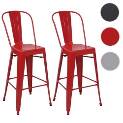 Barstol i industriel design - 2 stk barstole i rd metal med hj rygln