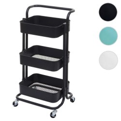 Barvogn p� hjul - serveringsvogn og rullebord med h�ndtag - sort