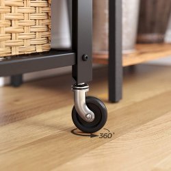 Rullebord med 3 hylder - kkkenvogn p hjul - rustik brun