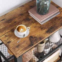 Rullebord med 3 hylder - kkkenvogn p hjul - rustik brun