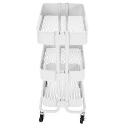 Barvogn p� hjul - serveringsvogn og rullebord med 3 hylder - hvid