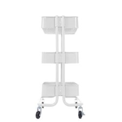 Barvogn p� hjul - serveringsvogn og rullebord med 3 hylder - hvid