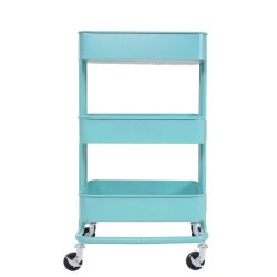 Barvogn p hjul - serveringsvogn og rullebord med 3 hylder - mint