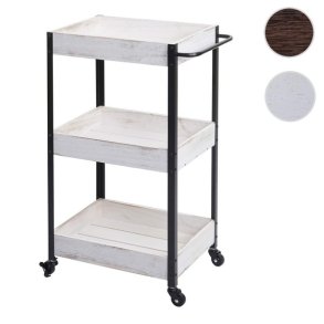 Serveringsvogn p hjul - barvogn og rullebord med hndtag - hvid