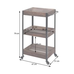 Serveringsvogn p hjul - barvogn og rullebord med hndtag - hvid