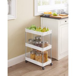 Rullevogn - hvid opbevaringsvogn med 3 hylder 40 x 22 x 60