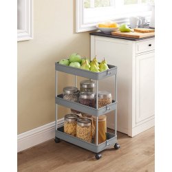 Rullevogn - gr opbevaringsvogn med 3 hylder 40 x 22 x 60