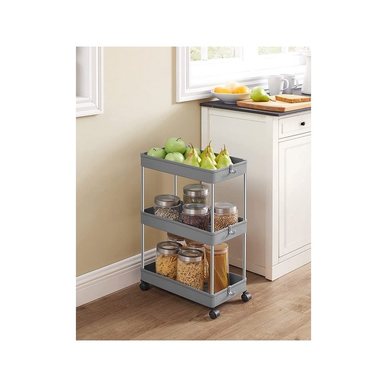 Rullevogn - gr opbevaringsvogn med 3 hylder 40 x 22 x 60