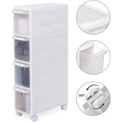 Opbevaringsvogn - smal rullevogn med 4 skuffer 84,5 x 18 x 46