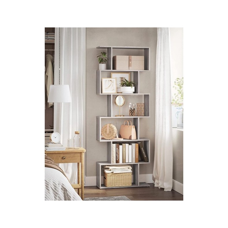 Reol - bogreol i industrielt design - gr� beige 190 x 24 x 70